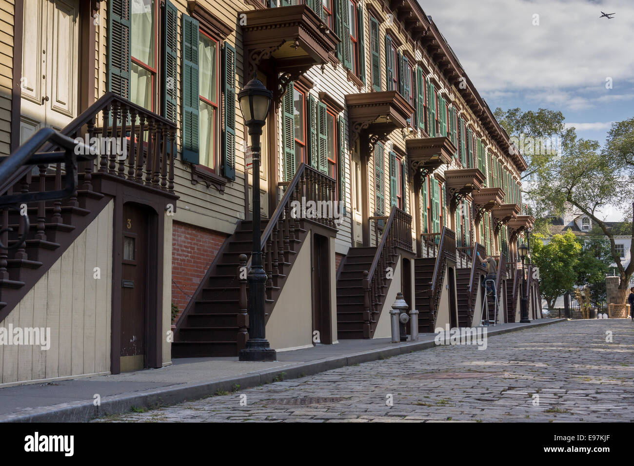 Row houses on Sylvan Terrace dating to 1882 are part of the Jumel Terrace Historic District Stock Photo