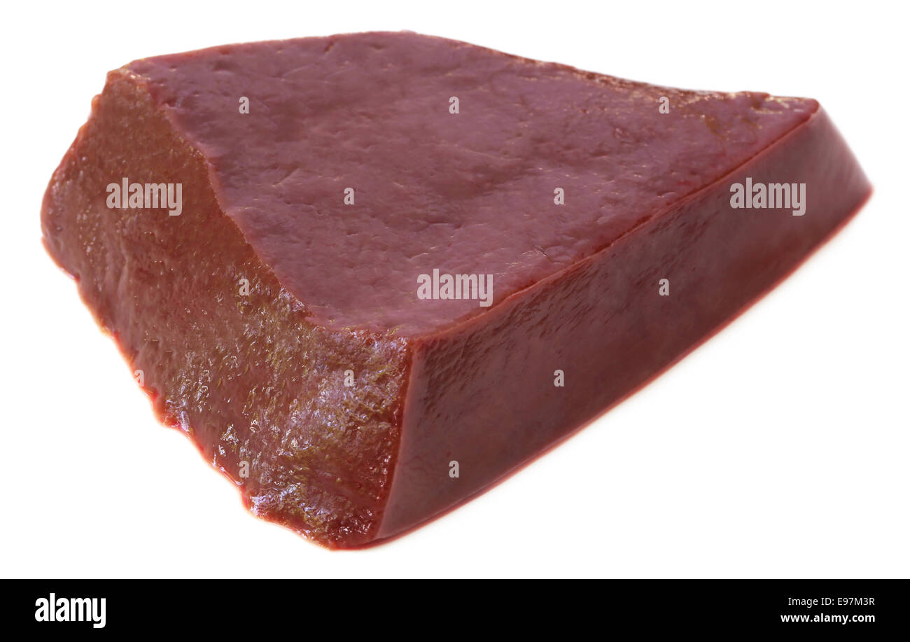 Beef liver over white background Stock Photo
