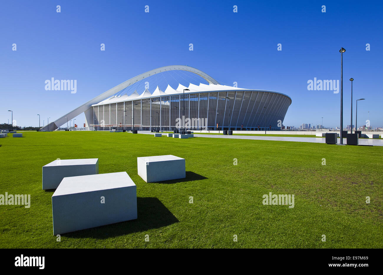 South Africa World Cup 2010, the Moses Mabhida stadium of Durban, capacity 70.000 Stock Photo