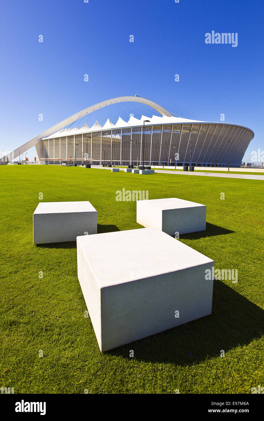 South Africa World Cup 2010, the Moses Mabhida stadium of Durban, capacity 70.000 Stock Photo
