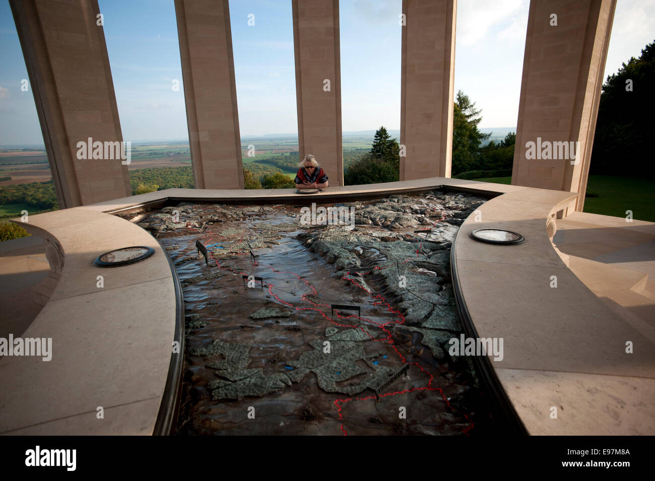 Butte de Montsec US Memorial in the St Mihiel Salient. WWI Battlefield south of Verdun, France. October 2014 Stock Photo