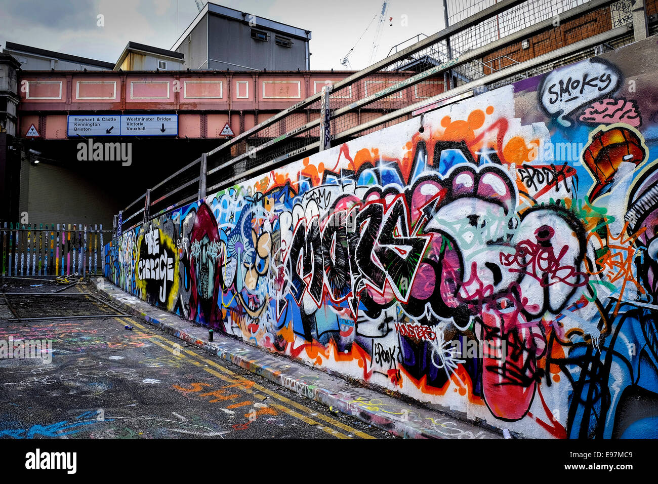 Colourful graffiti in Leake Street in Waterloo in London Stock Photo