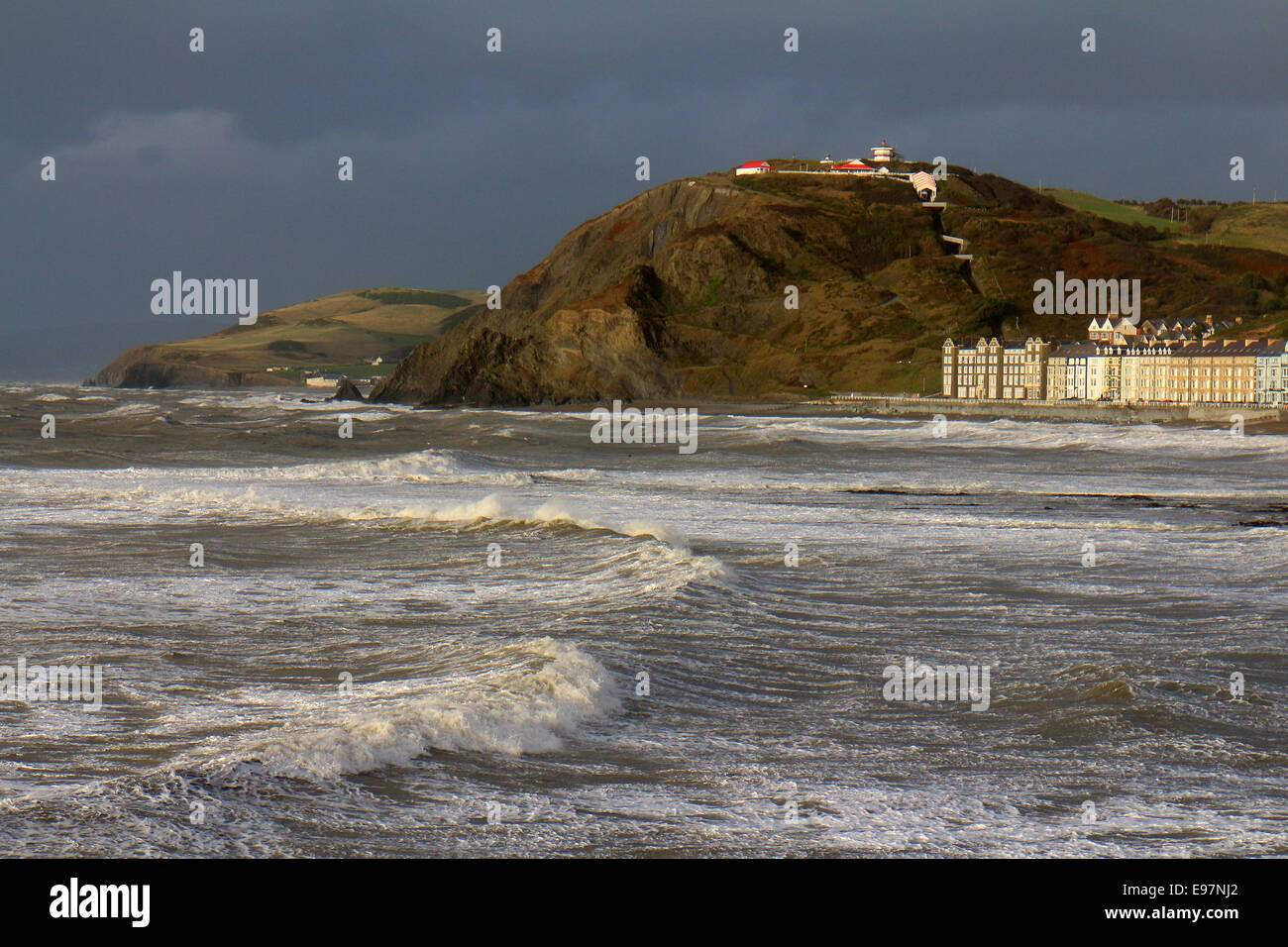 Aberystwyth, Wales, UK. 21st Oct, 2014. Storm surf from the North
