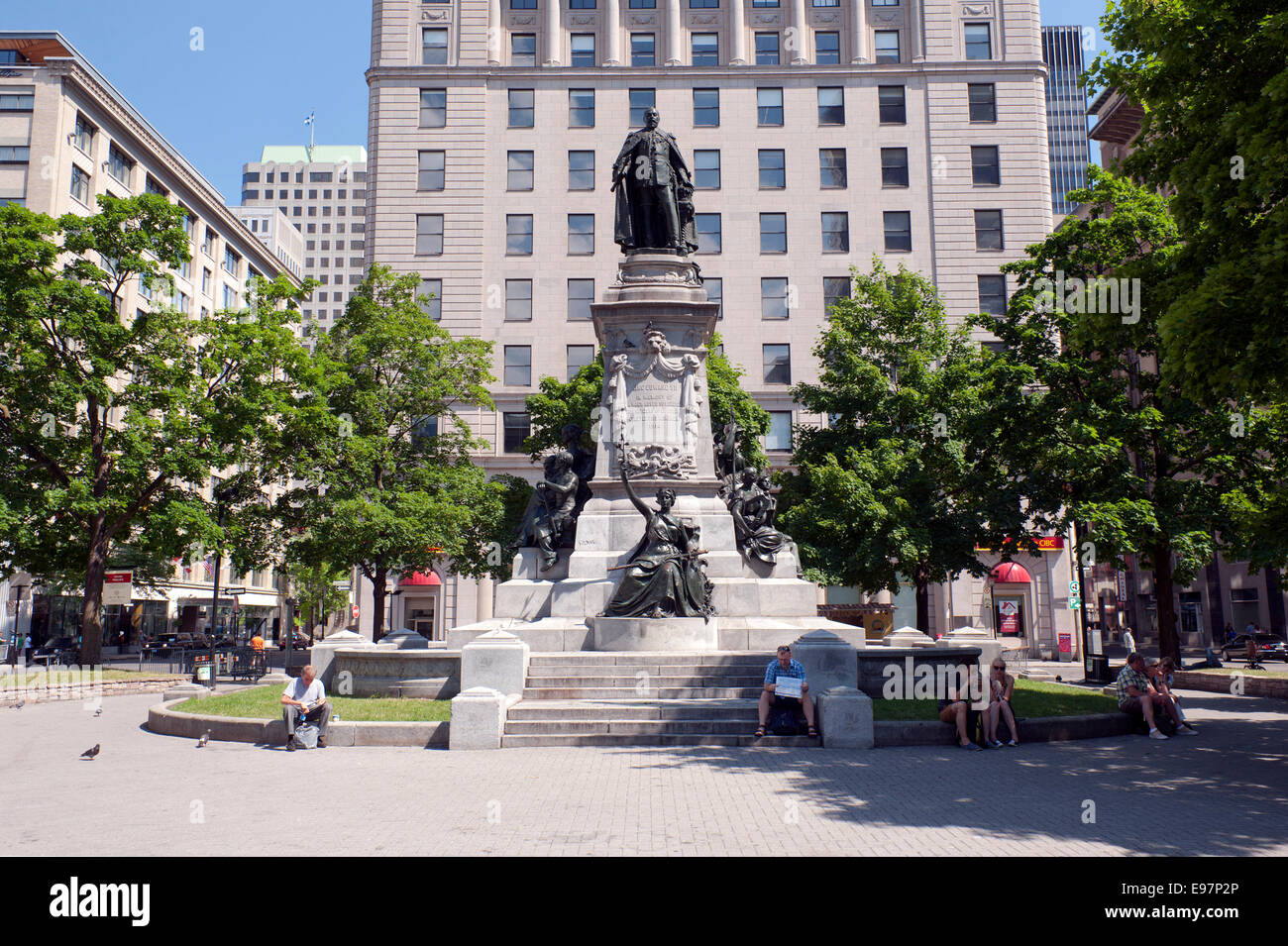 Edward VII Monument, located at Phillips Square in Montreal, province of Quebec, Canada. Stock Photo