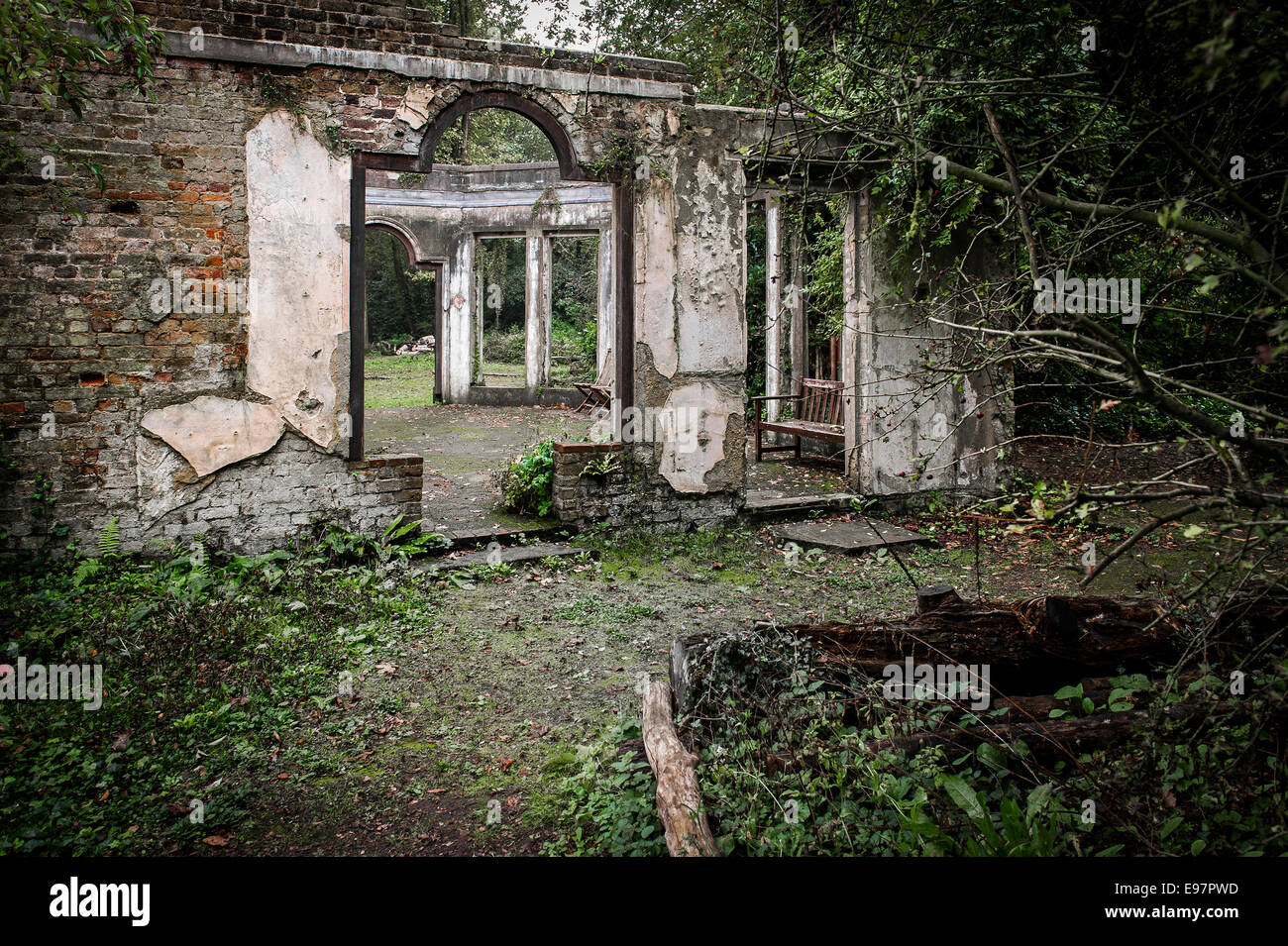 The remains of the conservatory of Warley Place in Essex. The garden of the home of