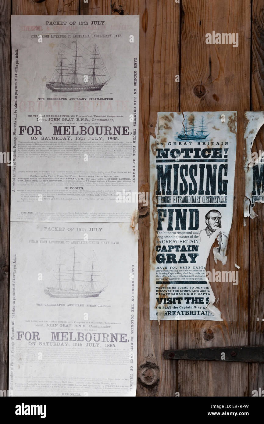 Replica posters relating to the SS Great Britain including the missing ...