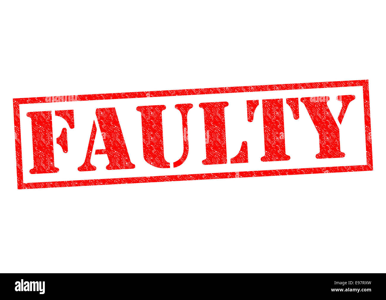 FAULTY red Rubber Stamp over a white background. Stock Photo
