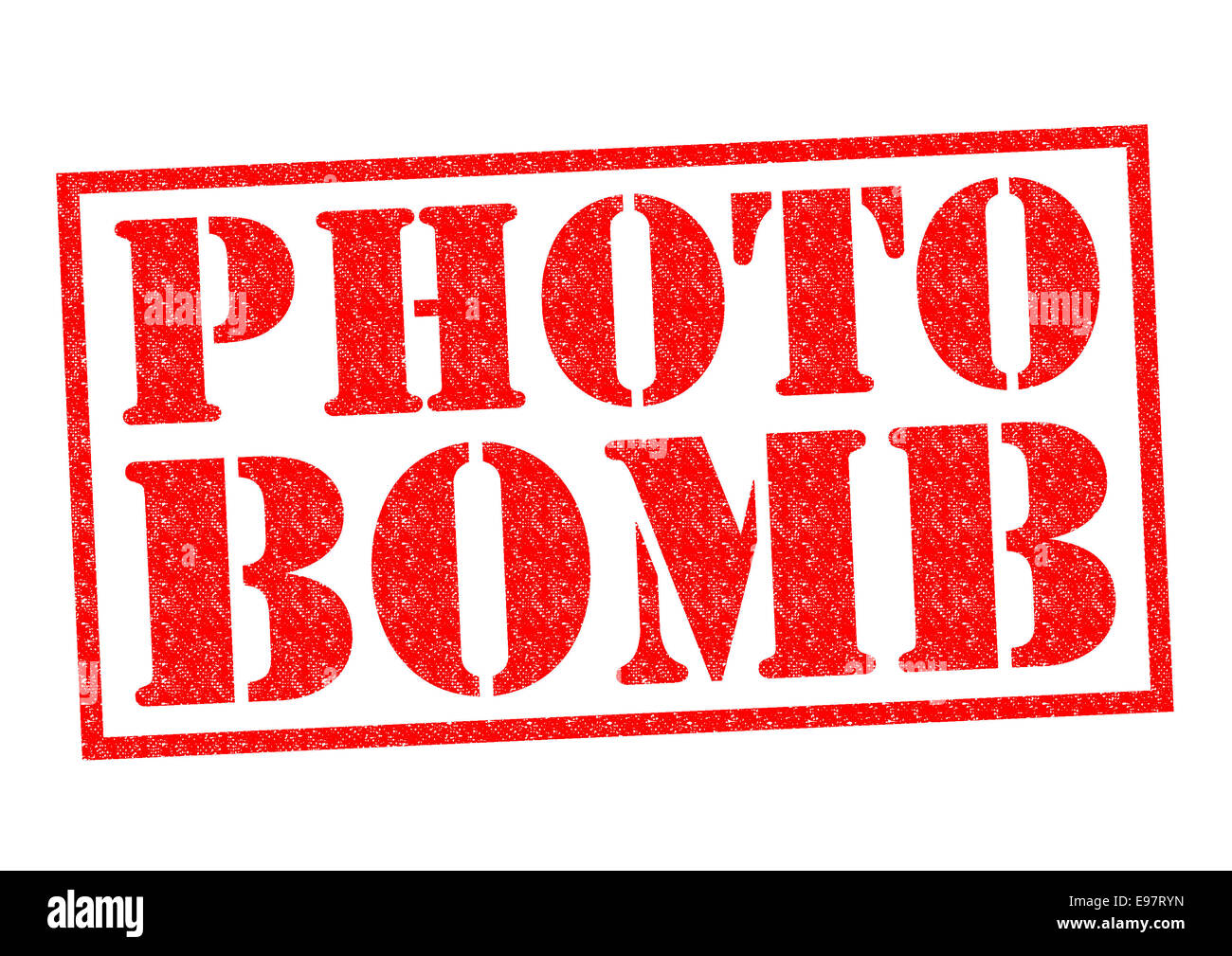 PHOTO BOMB red Rubber Stamp over a white background. Stock Photo