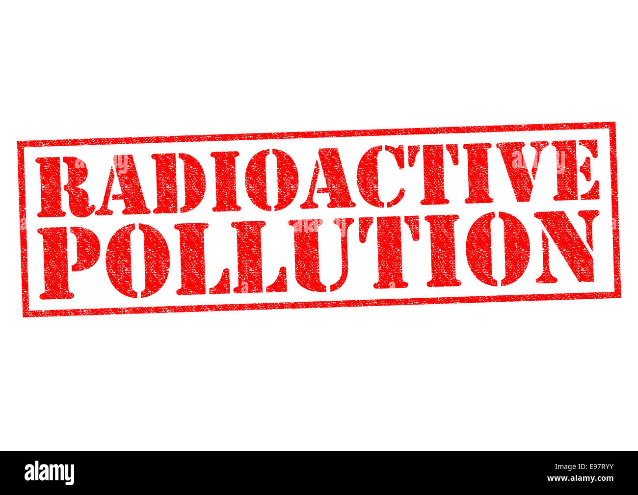 RADIOACTIVE POLLUTION red Rubber Stamp over a white background. Stock Photo