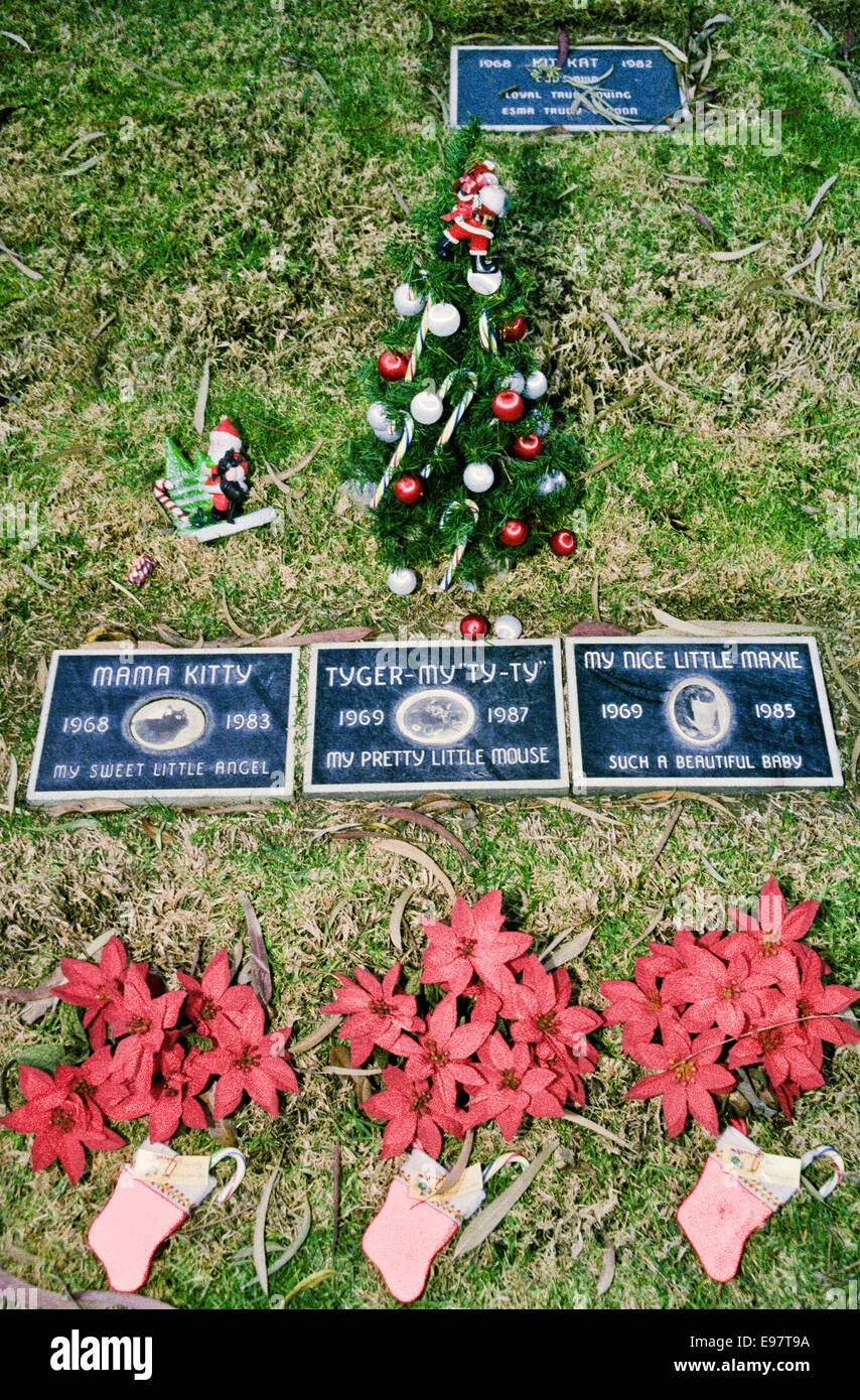 LOS ANGELES, CA JANUARY 1 Graves of pets in pet cemeteries in Los