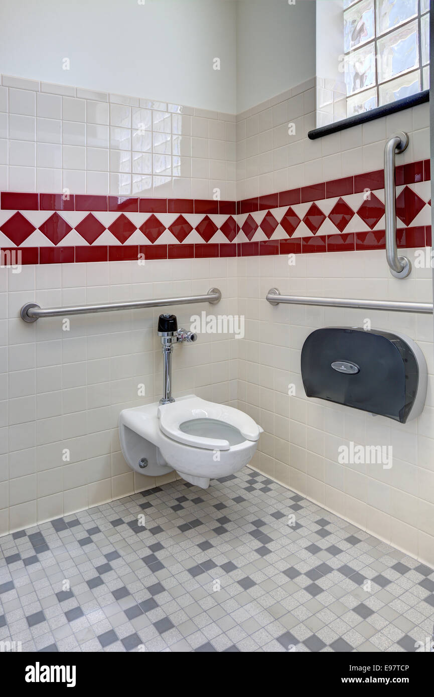 A stall in an ADA accessible rest room. Stock Photo