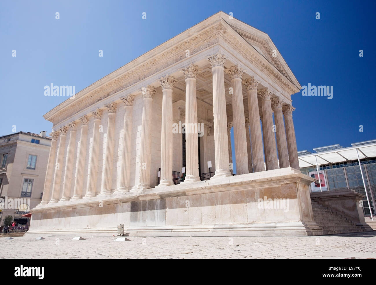 Maison Carree, ancient Roman temple, Nimes, city in France Stock Photo