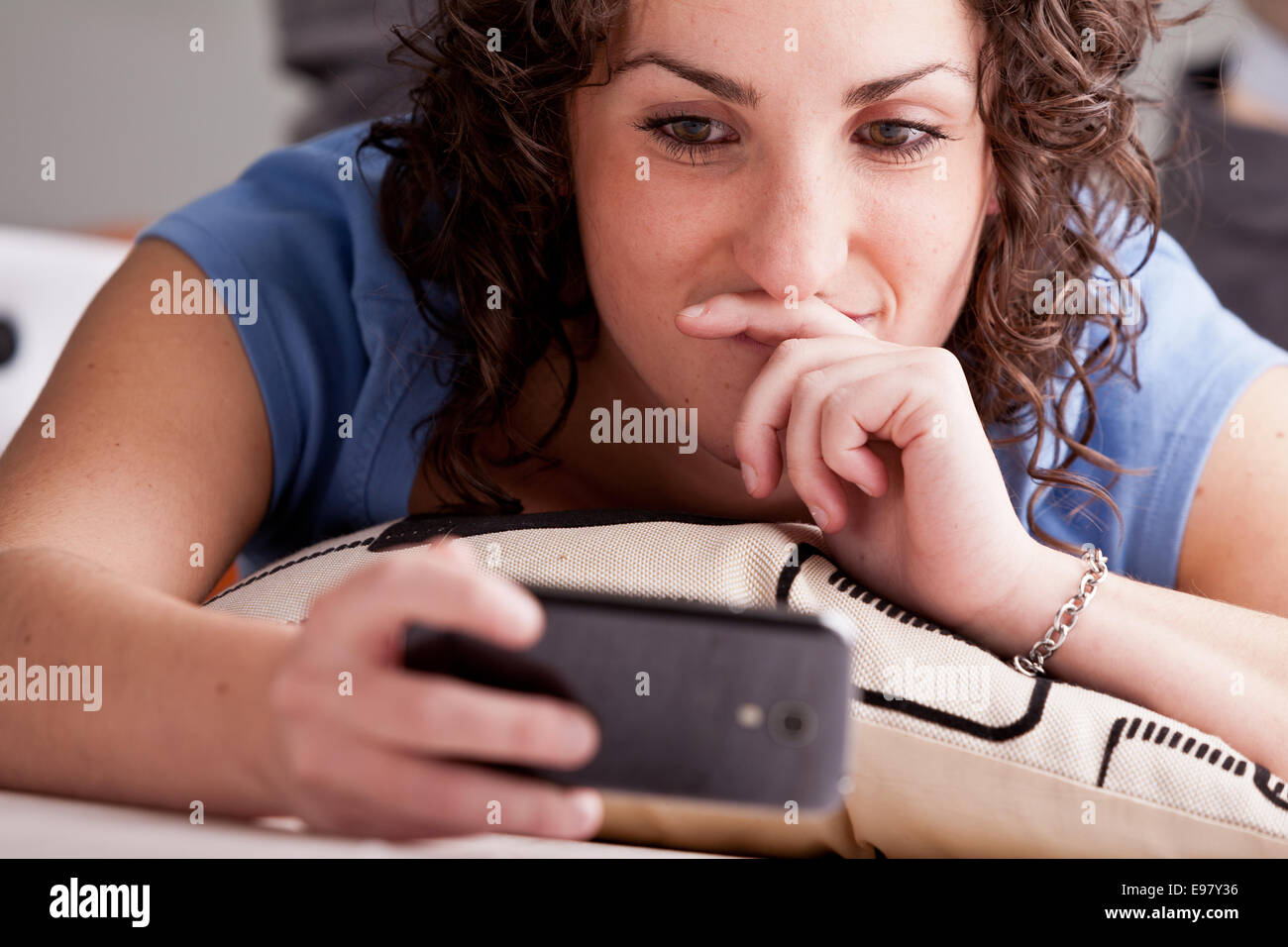 this is girl thinking about what's the next move Stock Photo