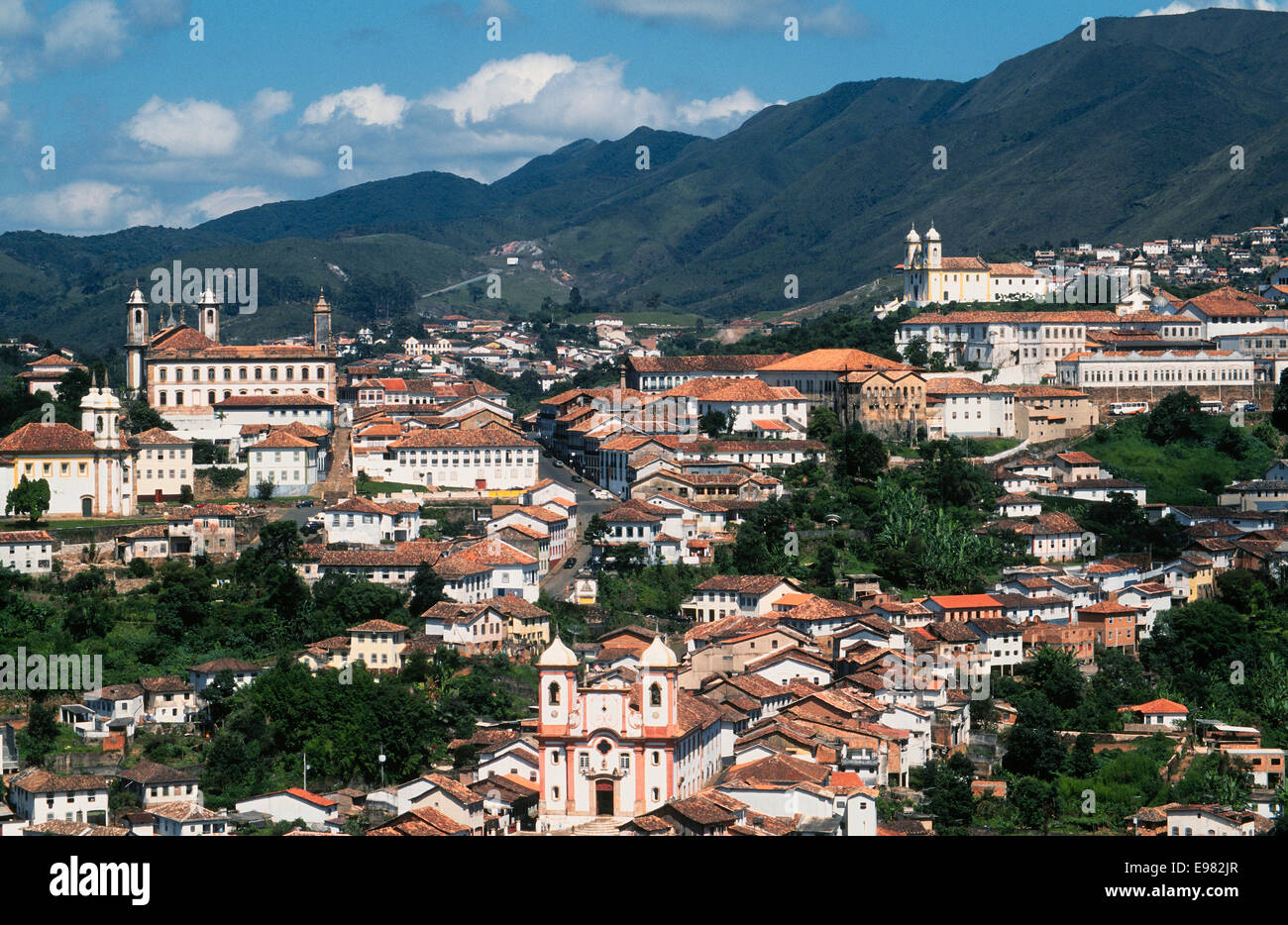 america, brazil, minas gerais, ouro preto, panoramic view of the old city Stock Photo