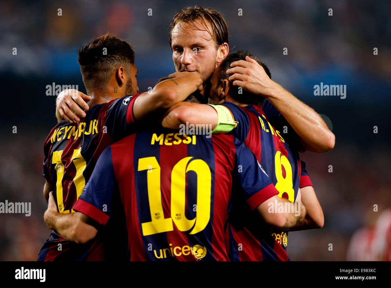 Barcelona, Spain. 21st Oct, 2014. Barcelona's Lionel Messi celebrates