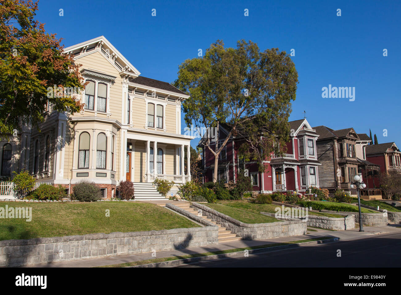 Victorian homes along Carroll Avenue in Angelino Heights. Los Angeles
