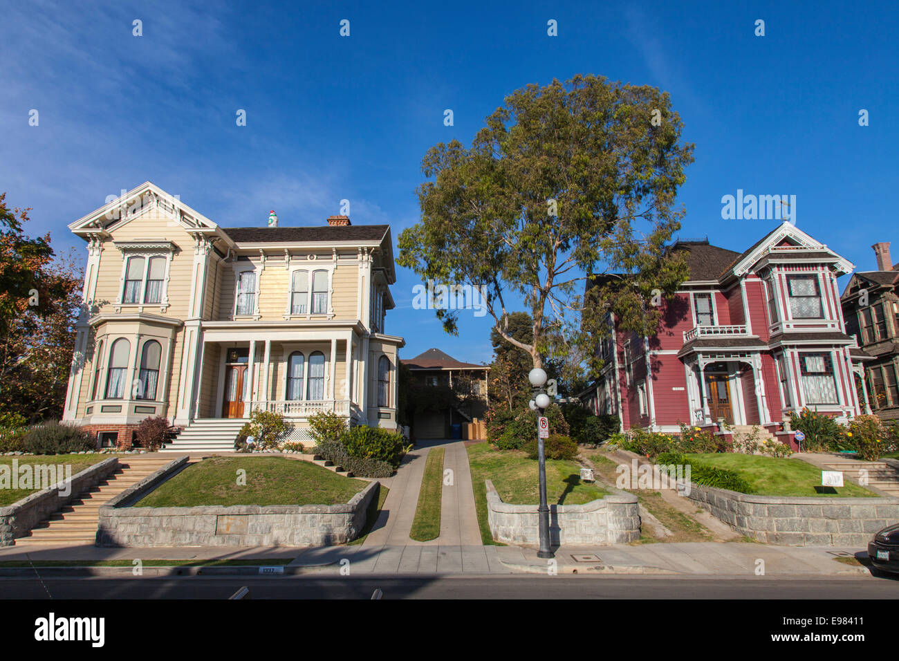 Victorian homes along Carroll Avenue in Angelino Heights. Los Angeles