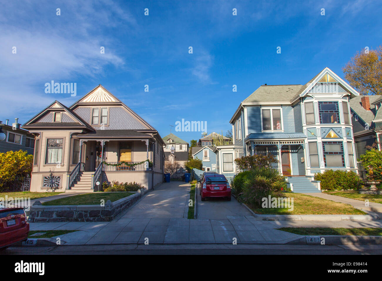 Victorian homes in Angelino Heights. Los Angeles, California, USA Stock