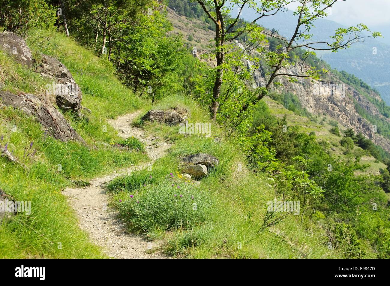 Aostatal Wanderweg - Aosta Valley hiking track 01 Stock Photo