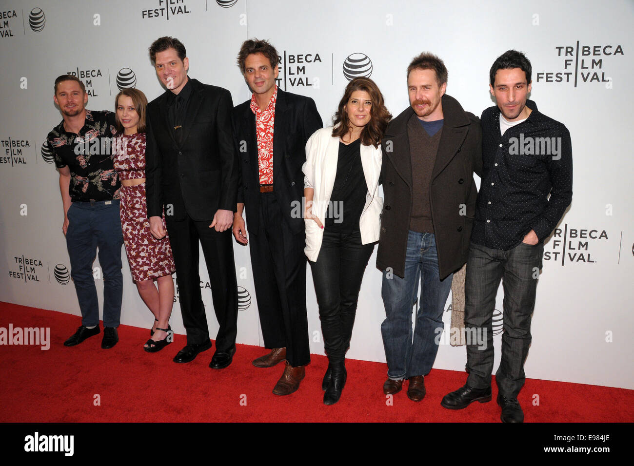 2014 Tribeca Film Festival - 'Loitering With Intent' Premiere -Red Carpet Arrivals  Featuring: Brian Geraghty,Isabelle McNally,Adam Rapp,Ivan Martin,Marisa Tomei,Sam Rockwell,Michael Godere Where: Manhattan, New York, United States When: 19 Apr 2014 Stock Photo