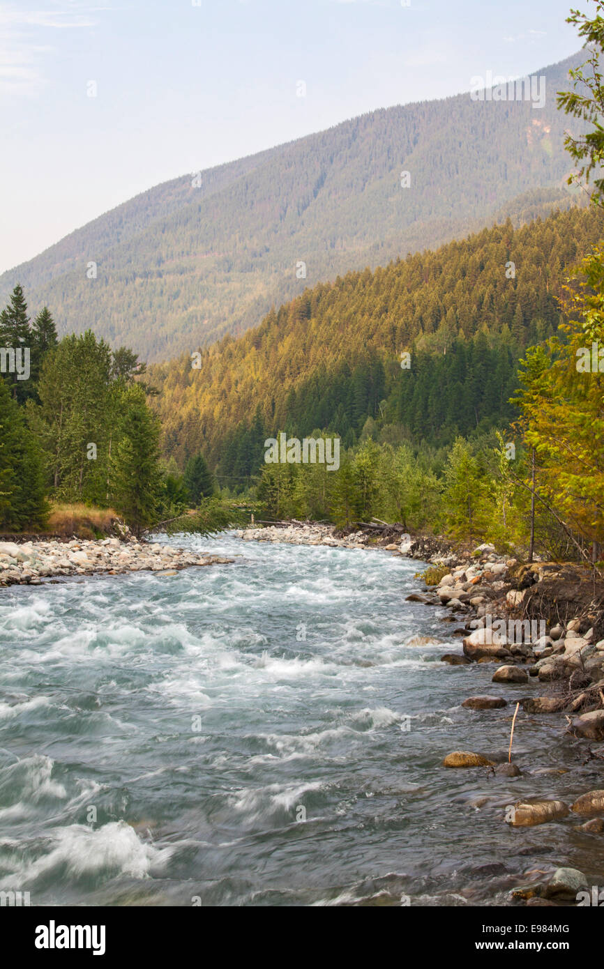 Carpenter Creek flowing into Slocan Lake, New Denver, Slocan Valley