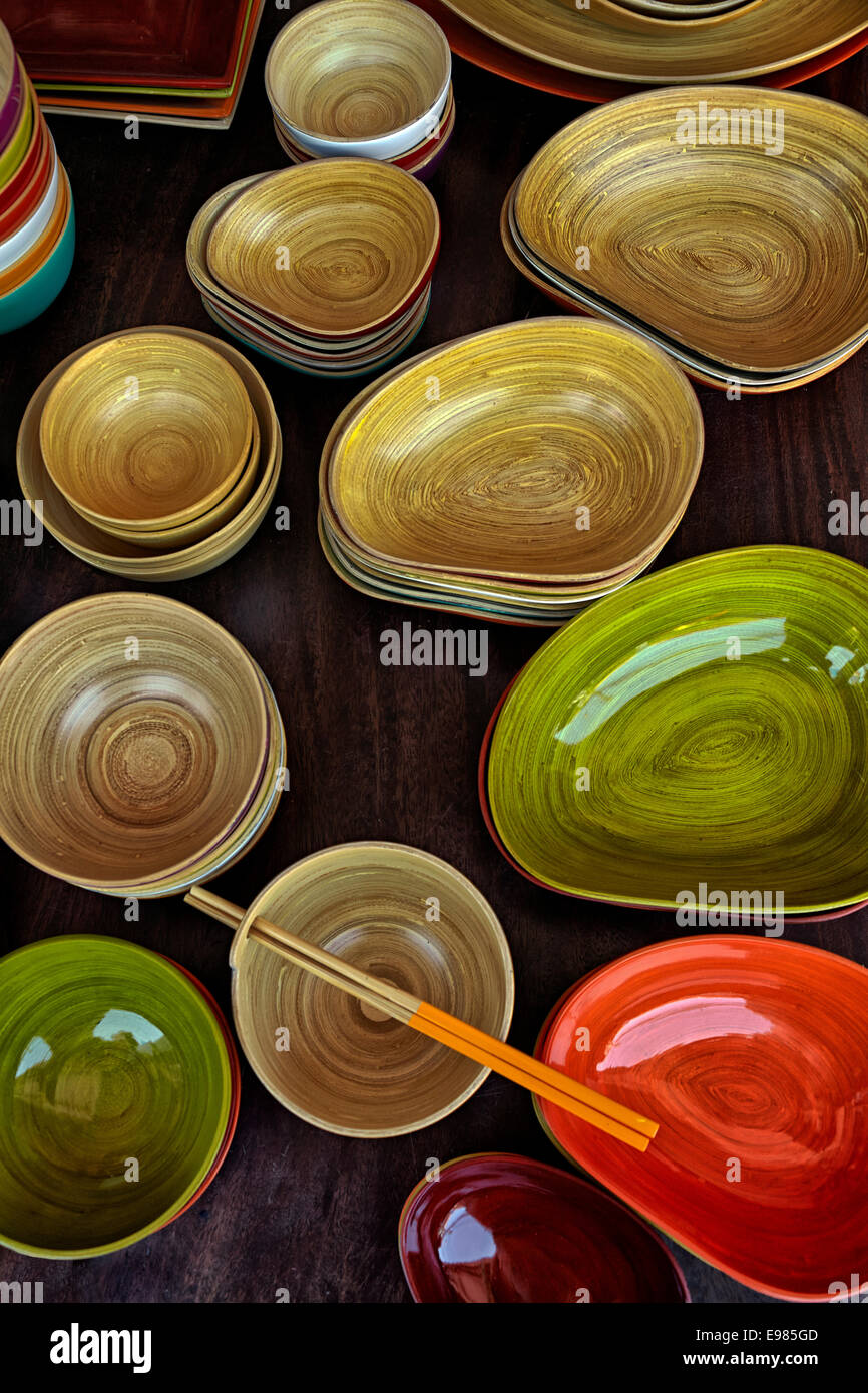 Bamboo wooden bowls. Highly polished and colourful bamboo wooden bowls ...