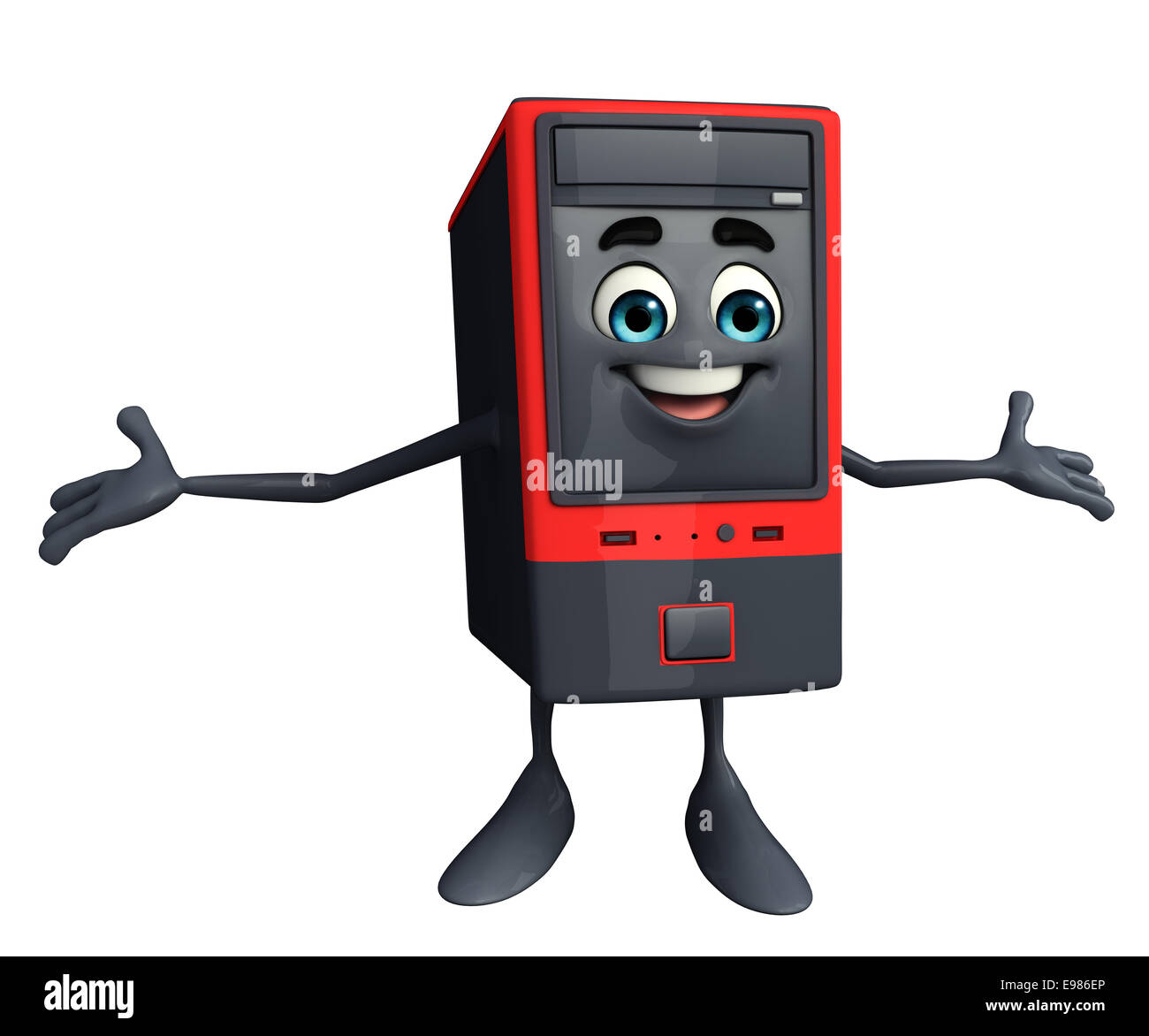 Cartoon Character of Computer Cabinet with happy pose Stock Photo - Alamy