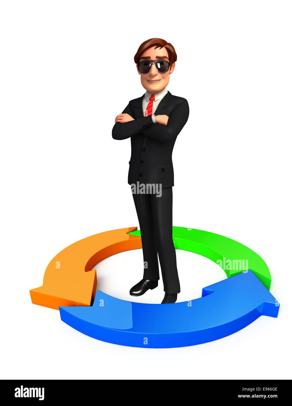 Illustration of Young Business Man with arrow Stock Photo - Alamy