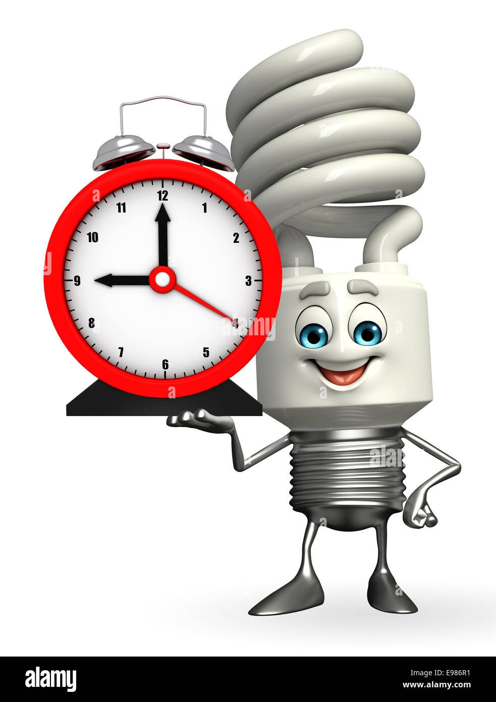 Cartoon Character of CFL with table clock Stock Photo Alamy