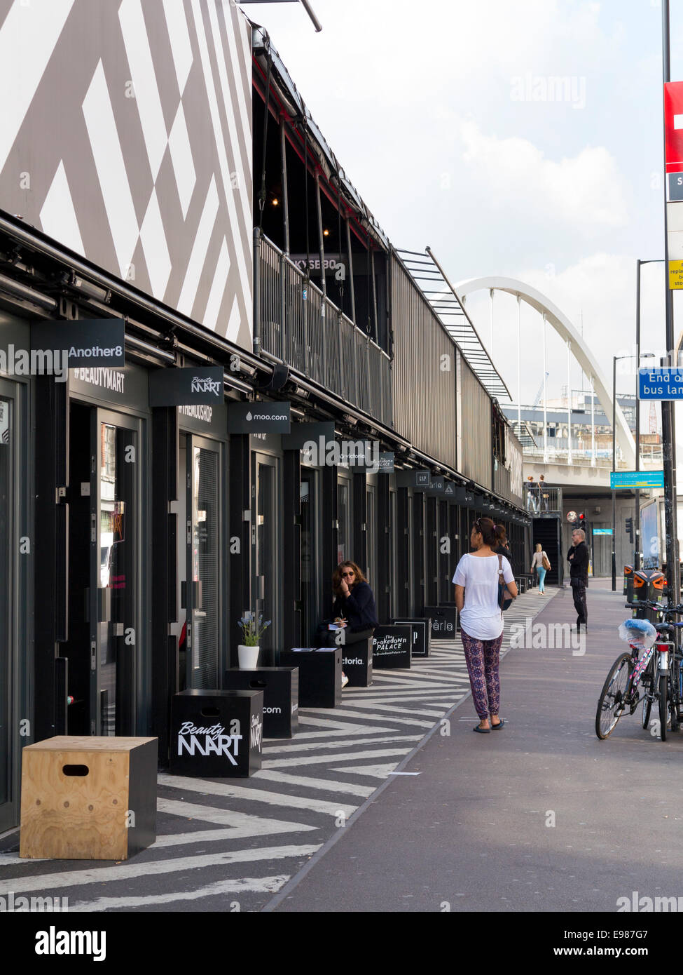 Designer shops in recycled shipping containers at Boxpark, Shoreditch
