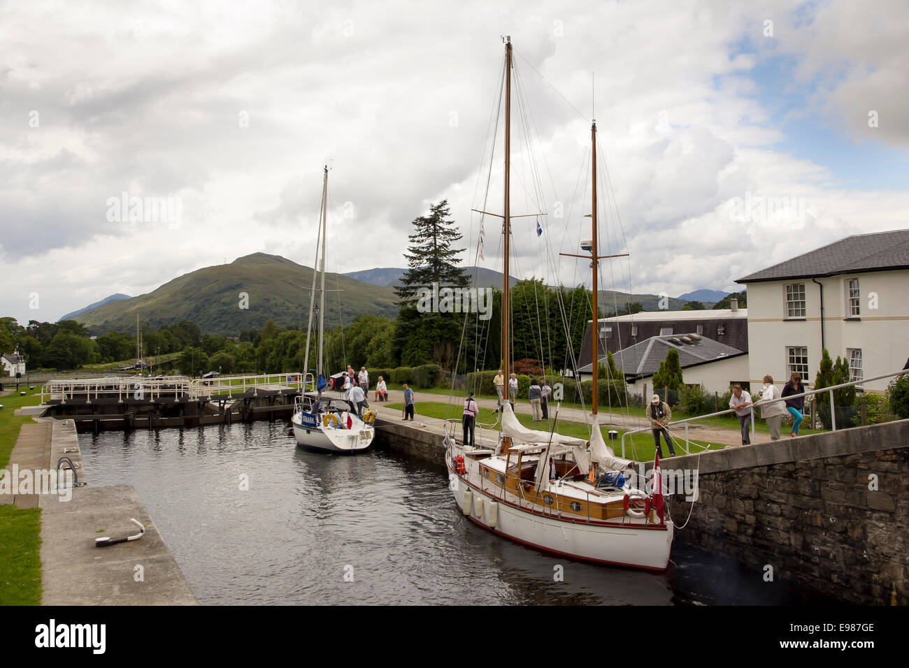 Neptune's Staircase - set of locks at the start of the Caledonian Canal, at Banavie,  Fort William, Western Highlands, Scotland Stock Photo