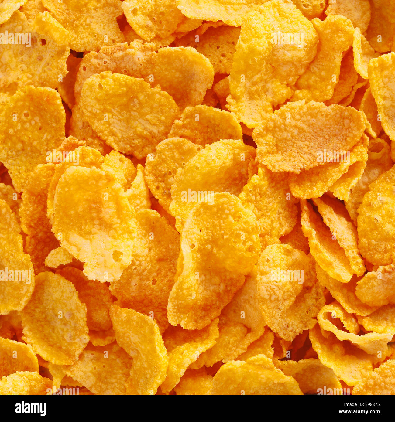 Close up view of corn flake cereal, a healthy and nutritious breakfast food Stock Photo