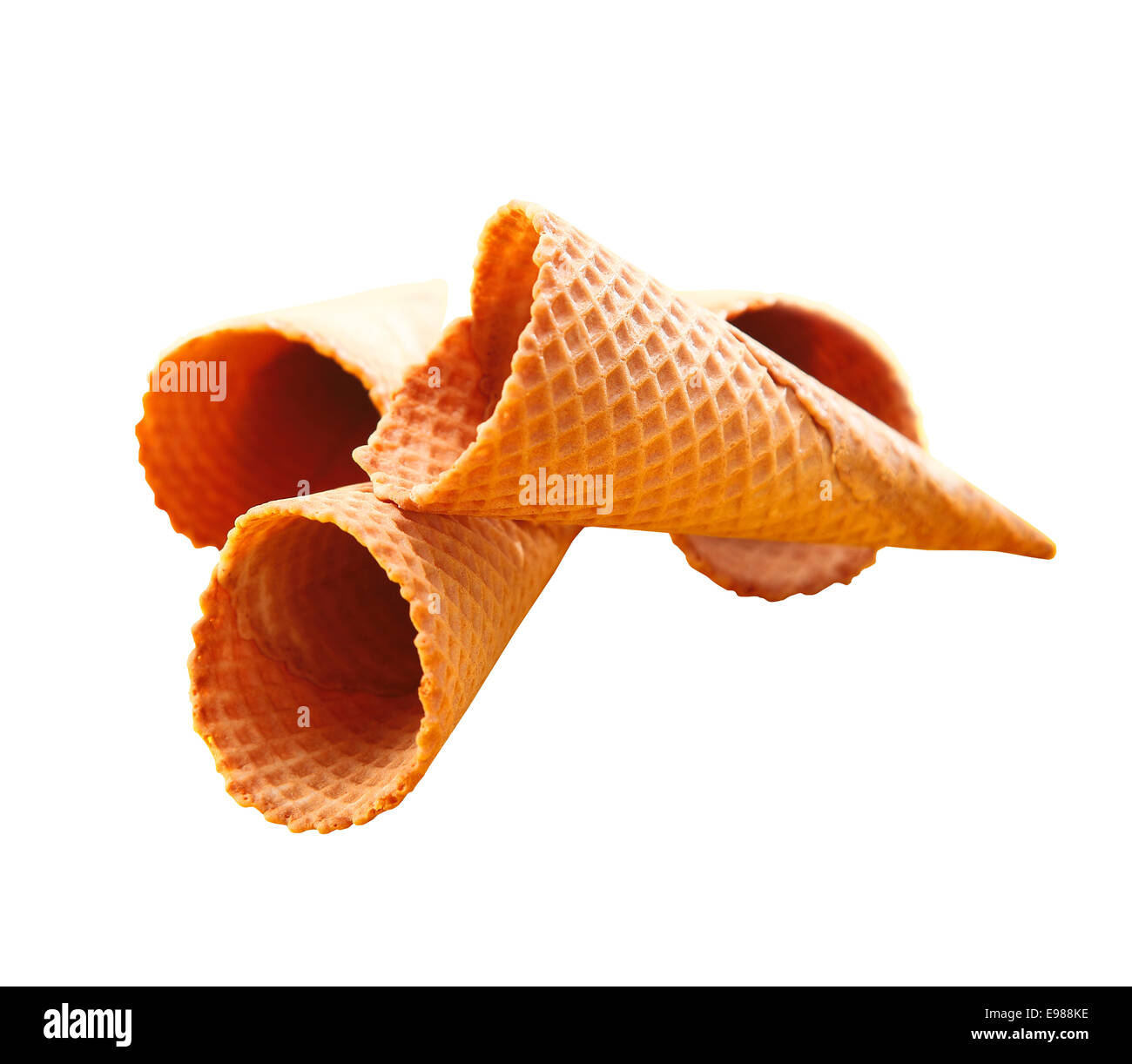 Some Ice Cream Cones or waver with clipping path Stock Photo