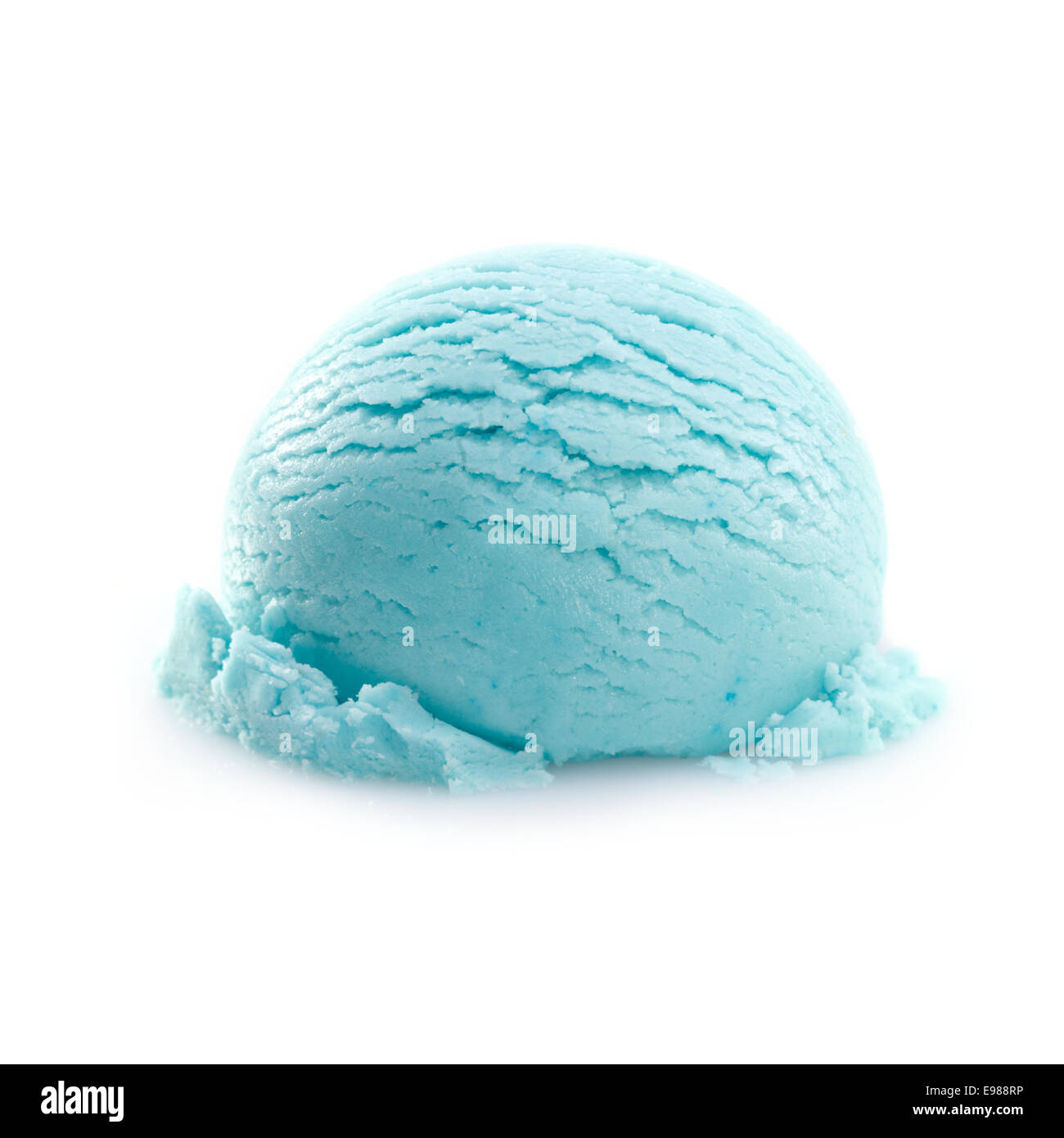 Isolated scoop of turquoise ice cream isolated on white background
