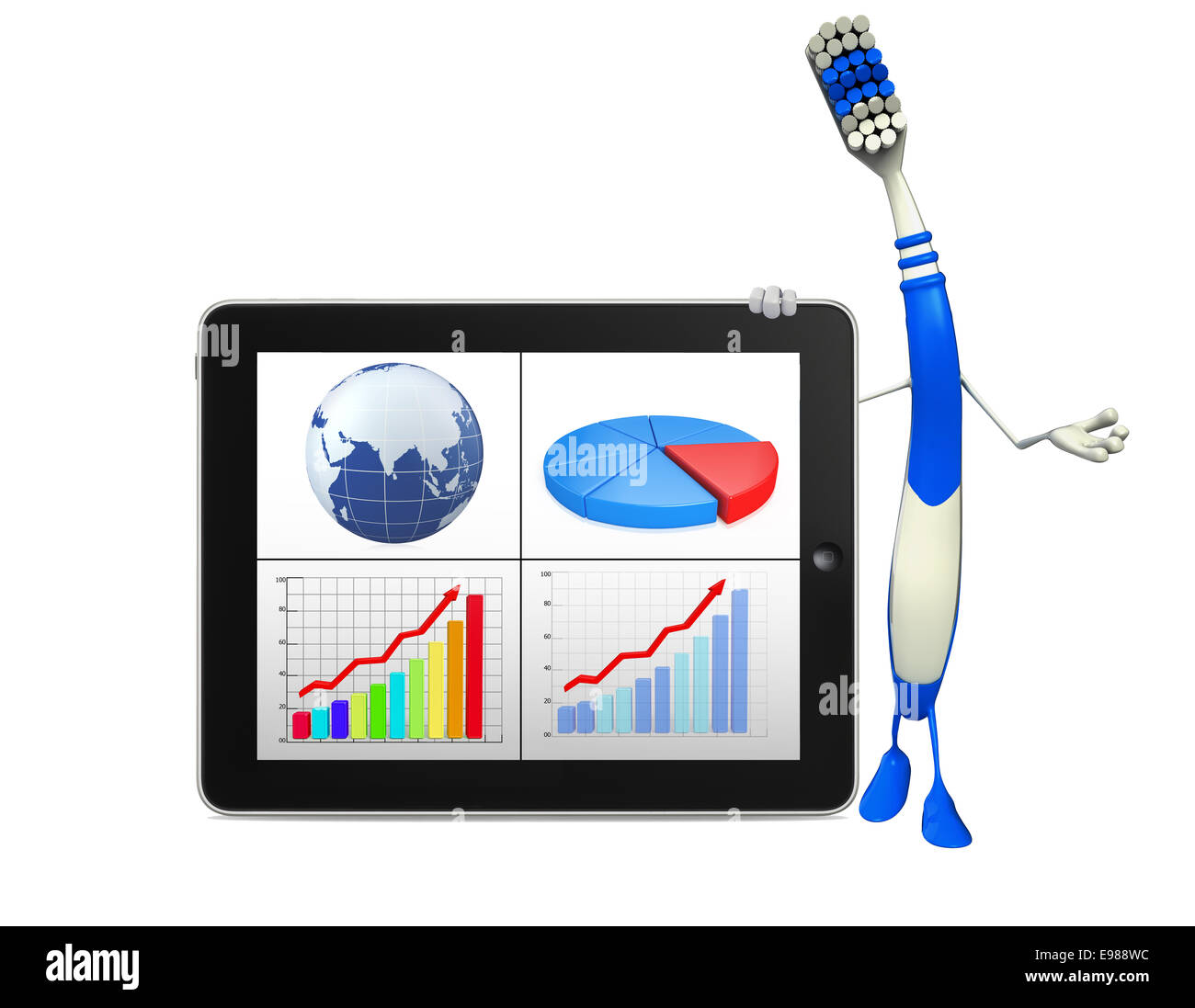 Toothbrush Graph Drawing Cartoon Character of toothbrush with Business graph Stock Photo - Alamy