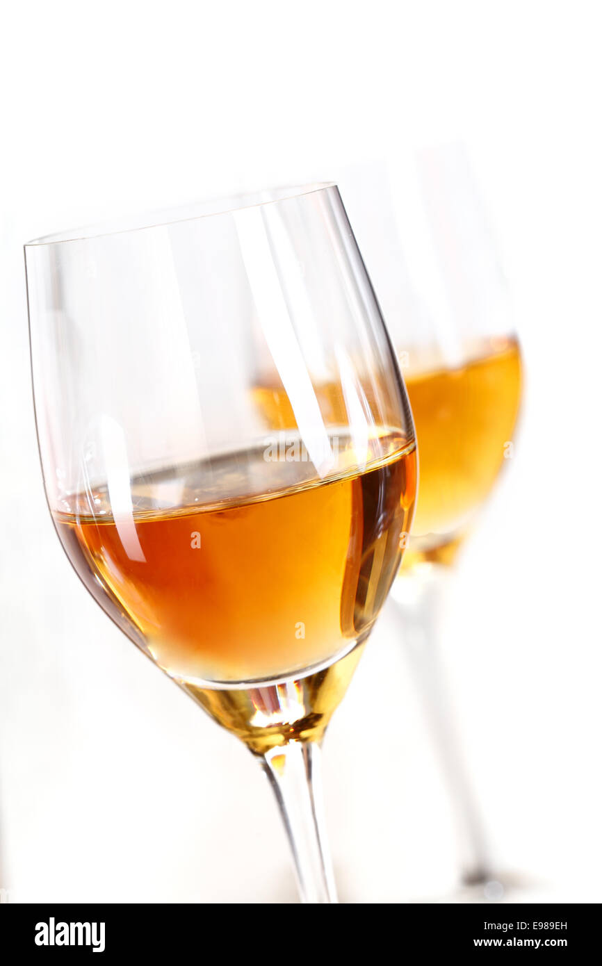 Two glasses of sherry isolated on white background Stock Photo Alamy