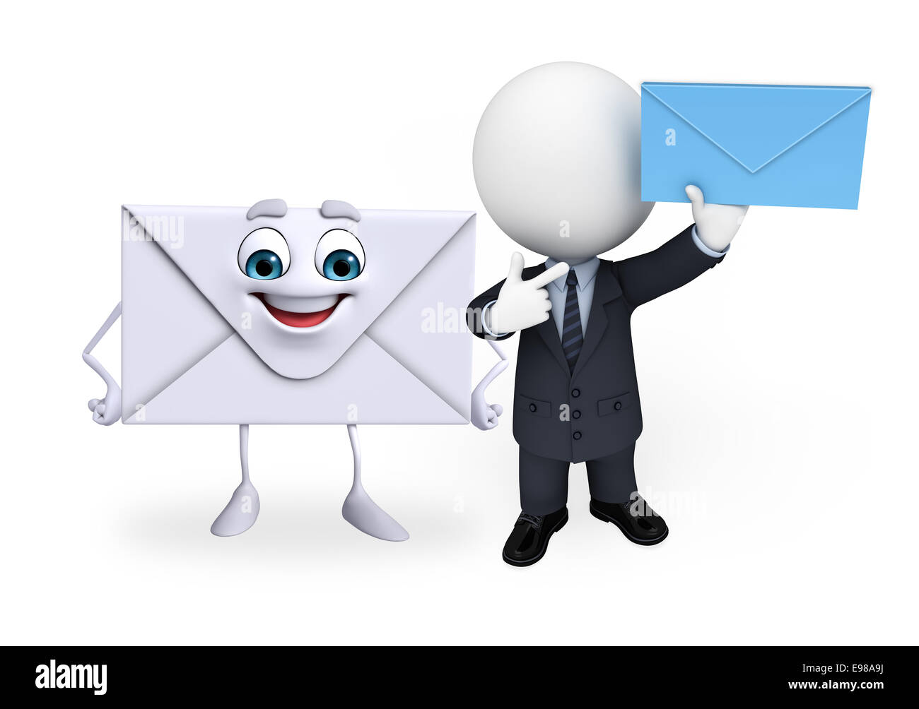 White character as a business man with mail Stock Photo - Alamy