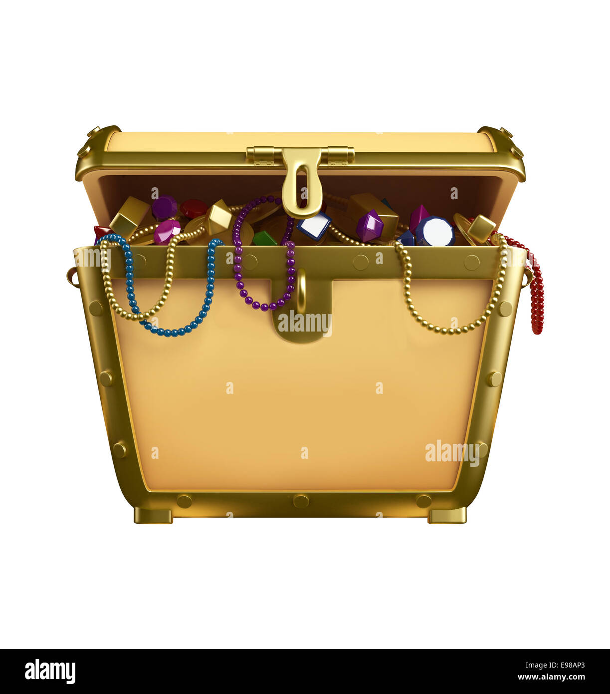Wooden treasure trunk with jewelery Stock Photo Alamy