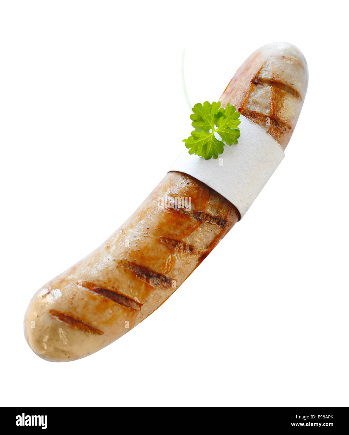 Grilled Bratwurst isolated over the white background Stock Photo