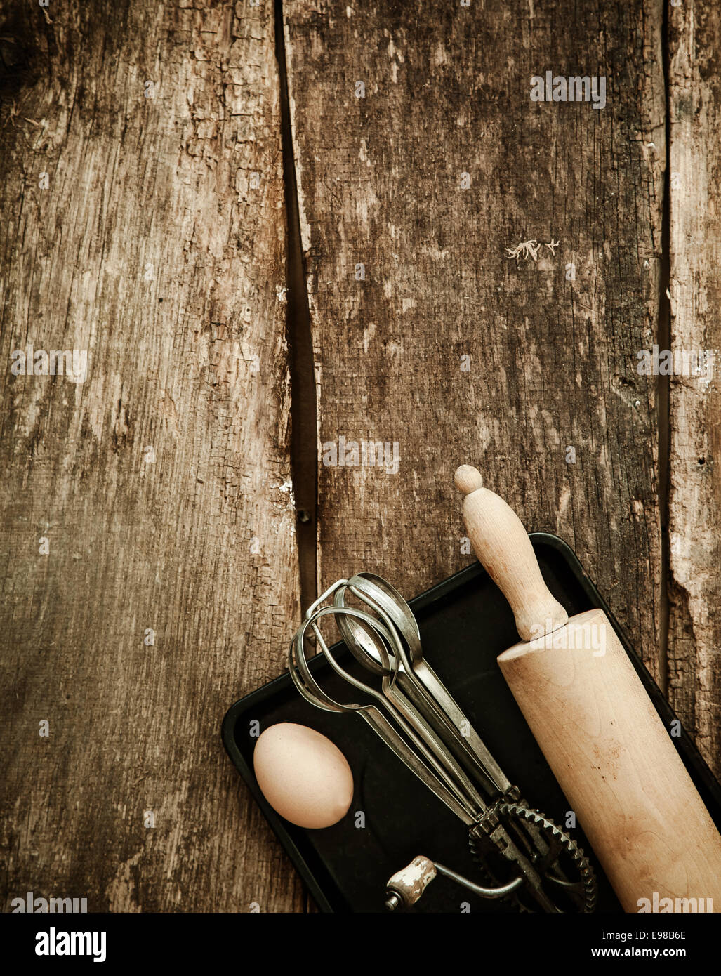 Old Vintage Manual Egg Beater. Spring Coil Wire Whisk Stock Image