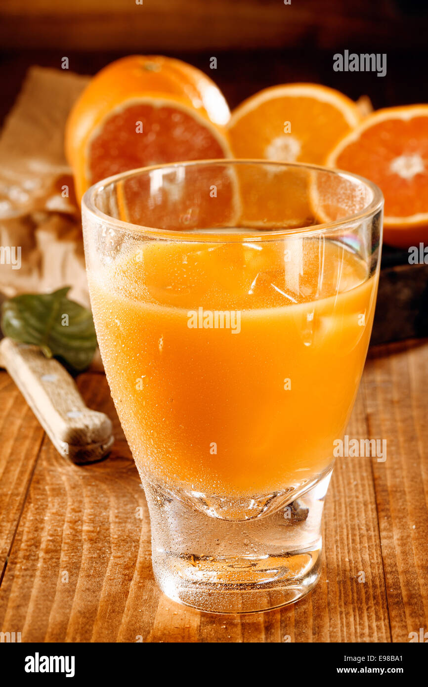 A glass with healthy fresh orange and grapefruit juice Stock Photo