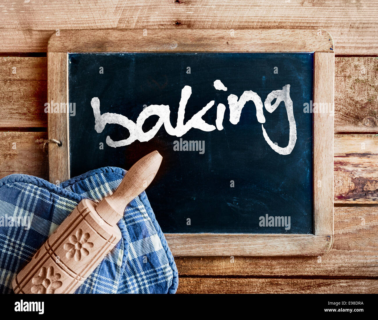 Country Kitchen With A Decorative Carved Wooden Rolling Pin With A