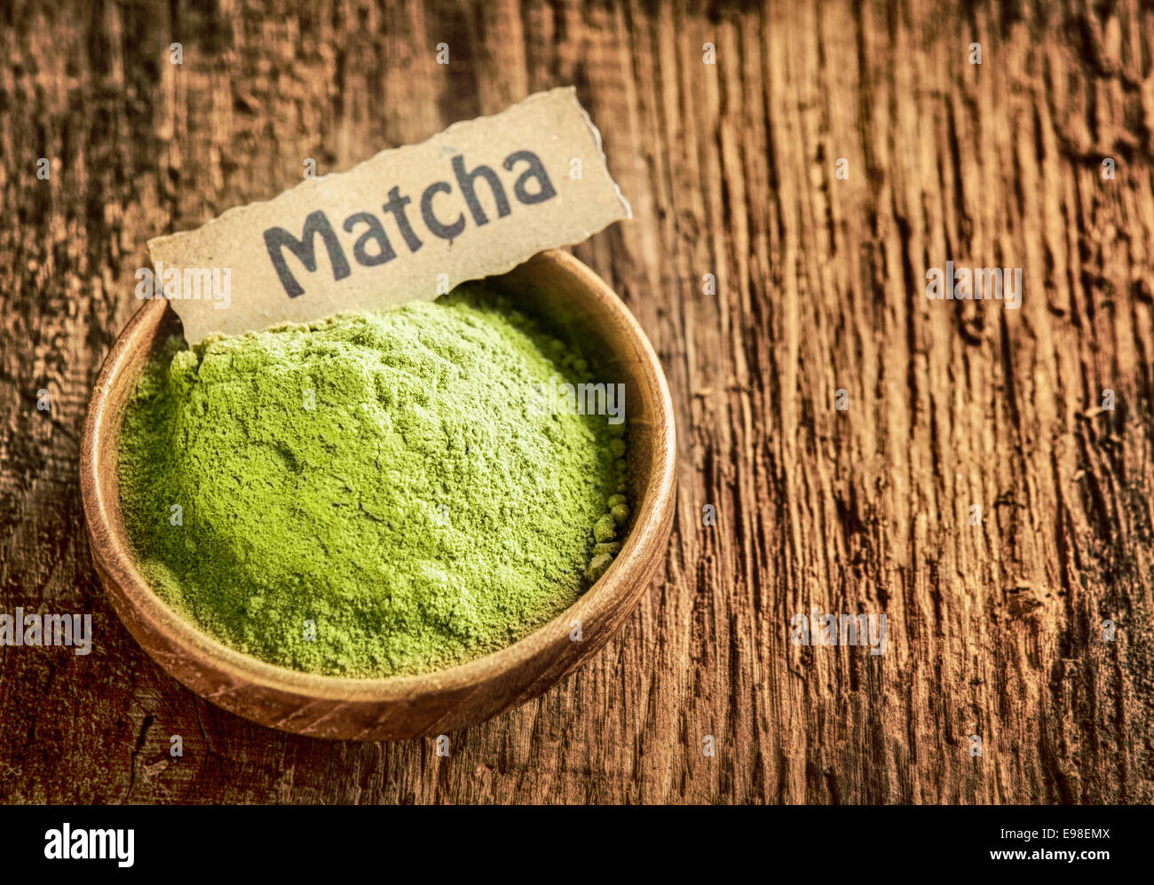 Matcha powder masde from ground green tea used as a traditional
