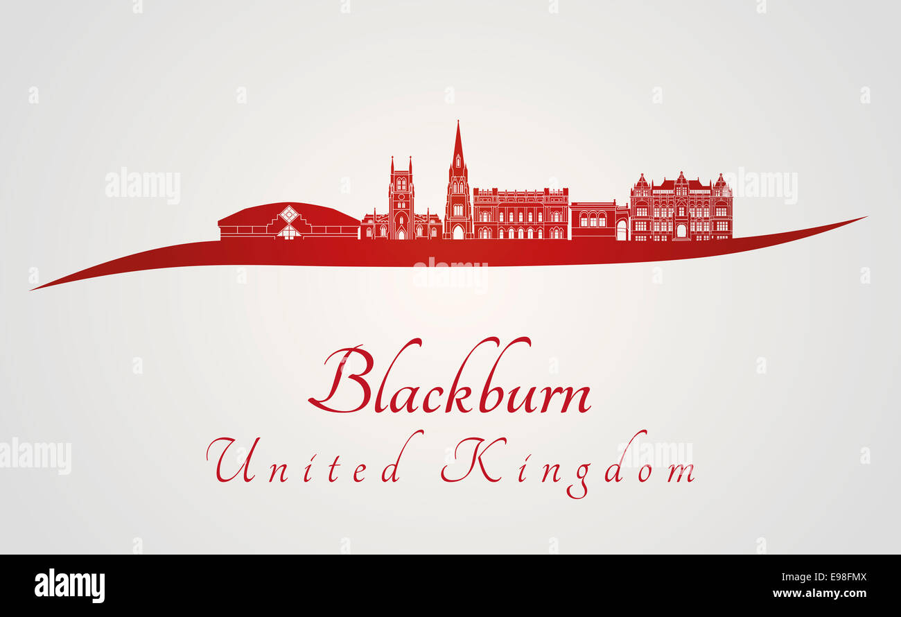 Blackburn skyline in red Stock Photo