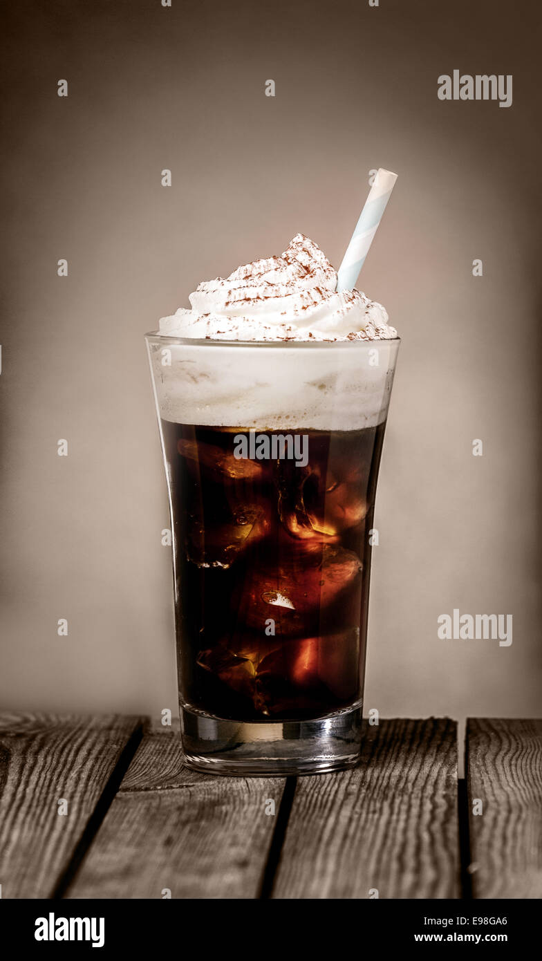 ice cold drink with coffee flavour for cafe and restaurant concepts. Stock Photo