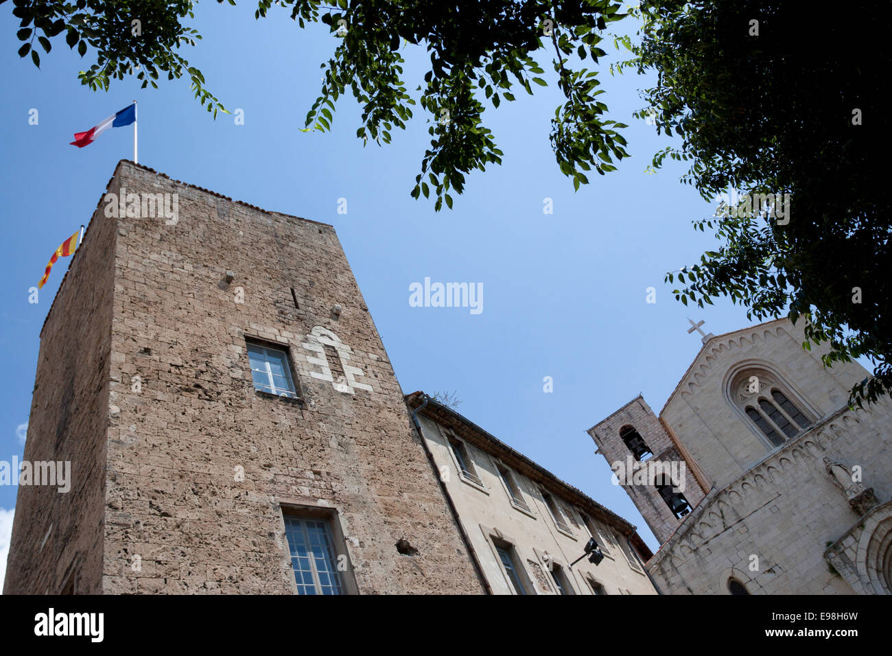 Buildings and bell tower of Cathédrale Notre-Dame-du-Puy. Grasse, Provence-Alpes-Côte d'Azur. France Stock Photo
