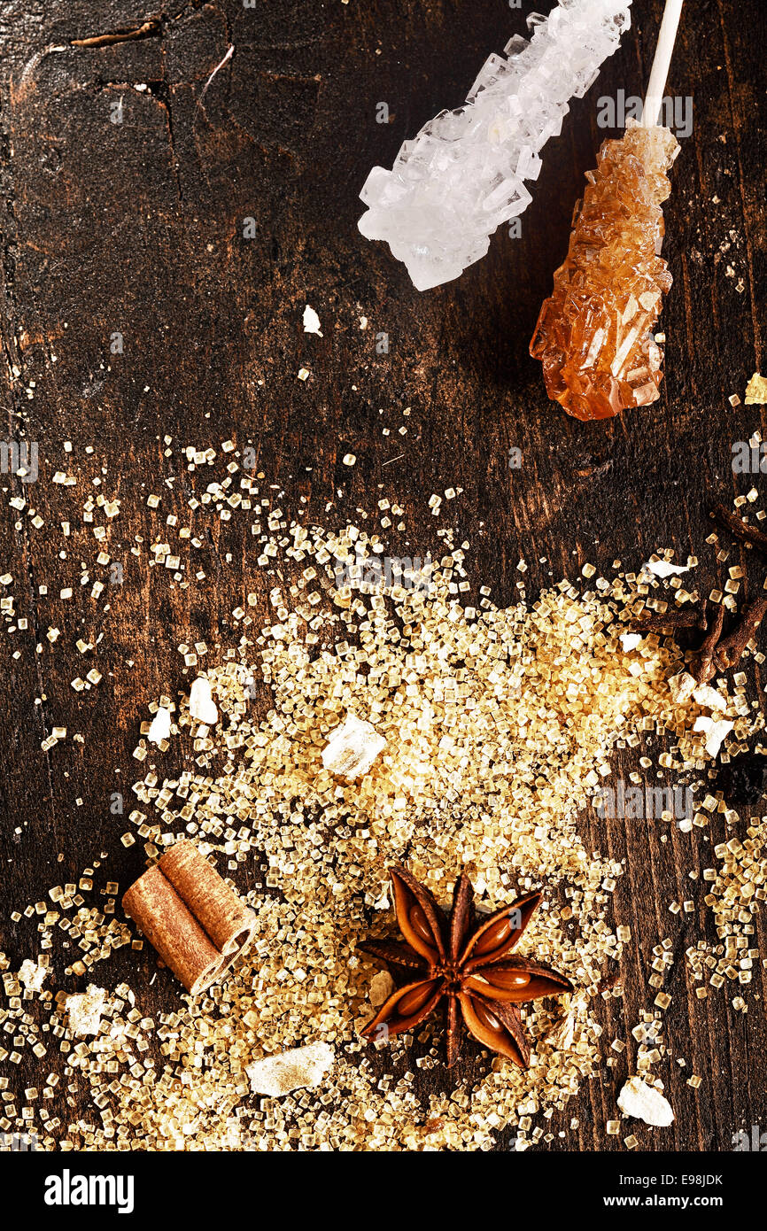 Anise on Granules on Vintage Wooden Table Stock Photo
