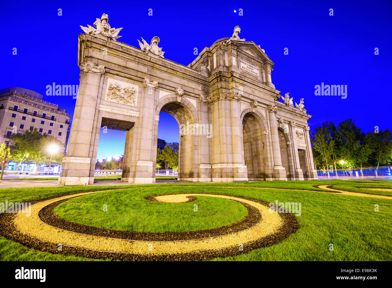 Madrid, Spain at Puerta de Alcala gate. Stock Photo