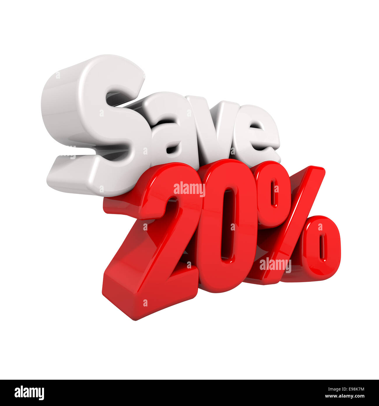 A 3d render of twenty percent price reduction and save in text and