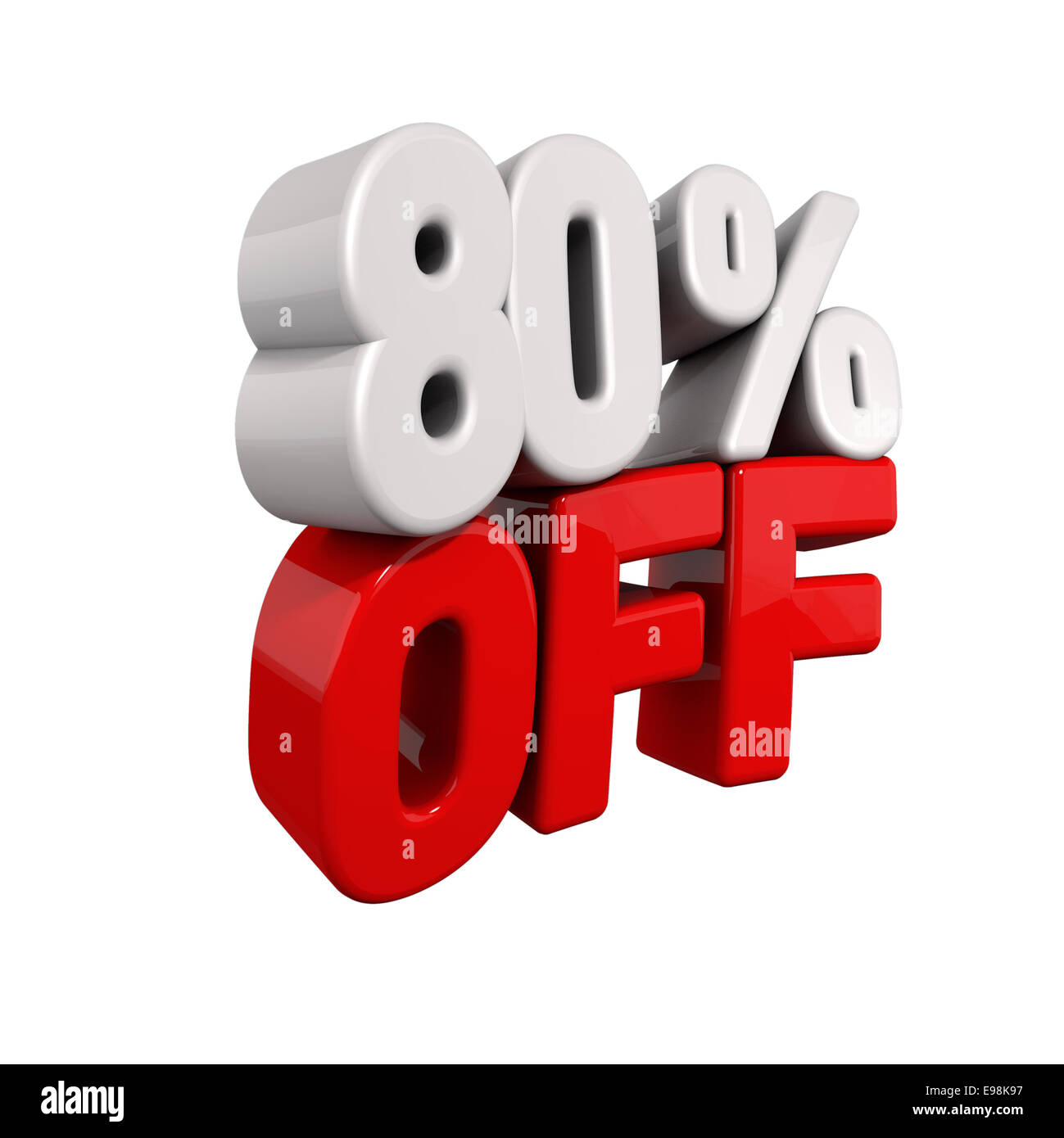 eighty Percent Automatic Reduction. 3d text for 80 OFF in red and